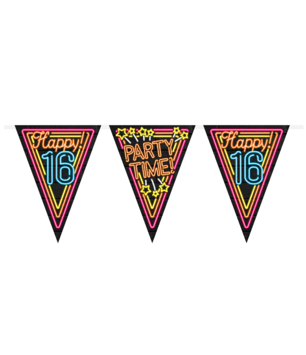 vlaggenlijn 16 jaar neon - Afbeelding 2