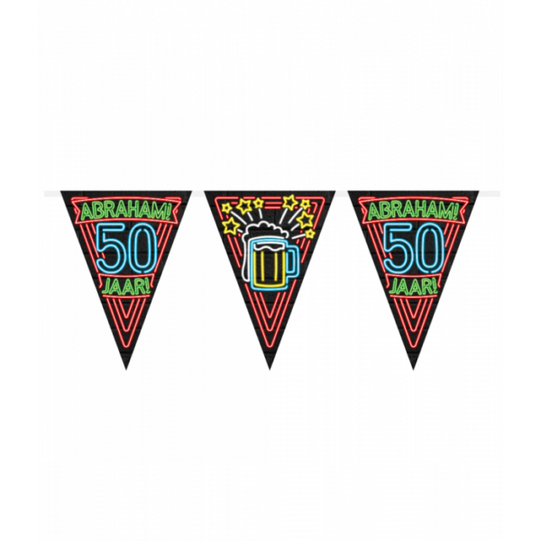 Vlaggenlijn 50 jaar Abraham neon - Afbeelding 2