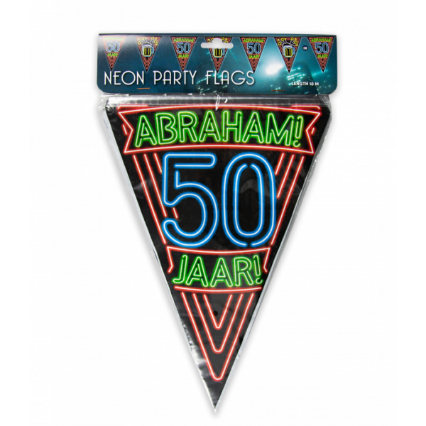Vlaggenlijn 50 jaar Abraham neon