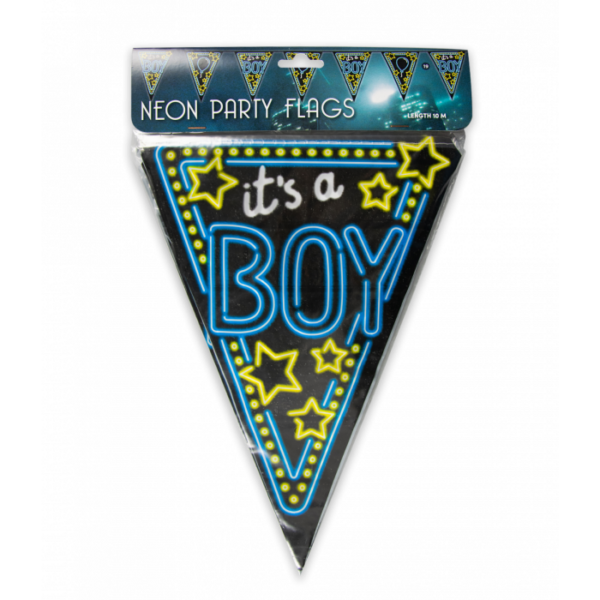 Vlaggenlijn its a boy neon