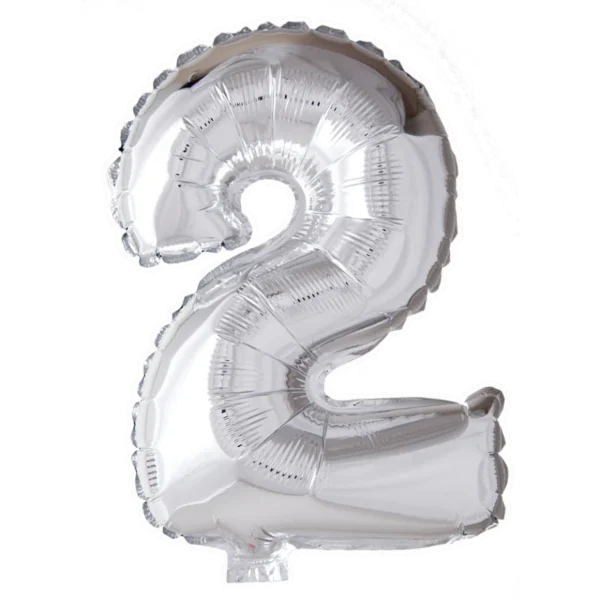 Cijferballon 41cm - zilver 0 - Afbeelding 4