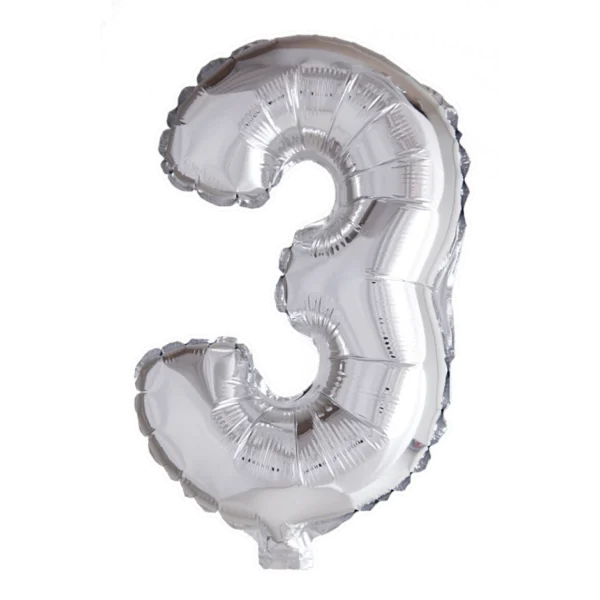 Cijferballon 41cm - zilver 0 - Afbeelding 5