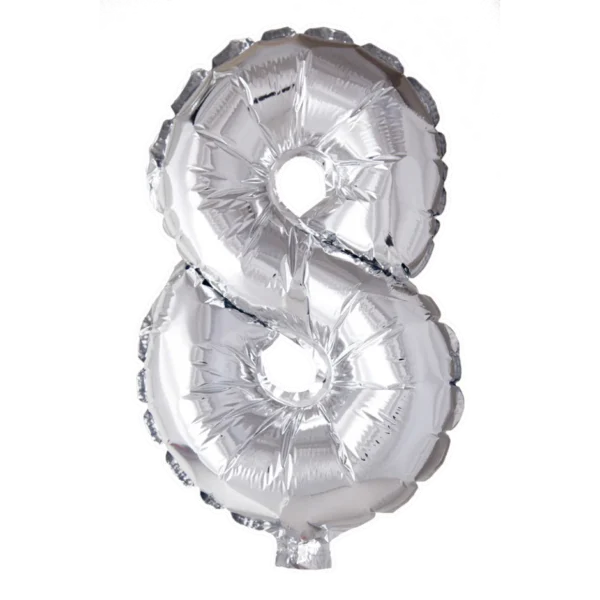 Cijferballon 41cm - zilver 0 - Afbeelding 10