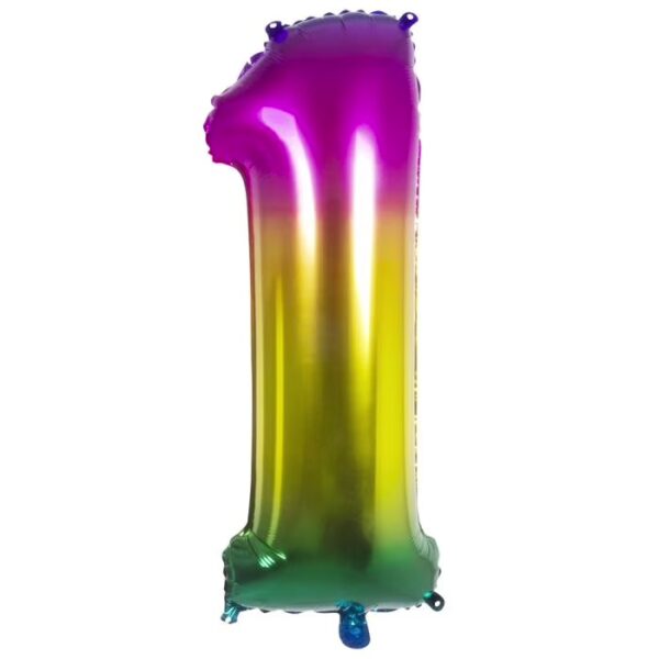 Cijferballon 102 cm - regenboog 1