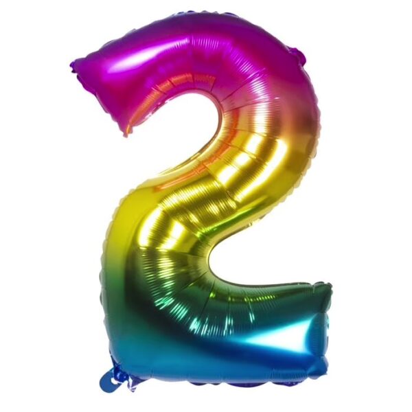 Cijferballon 102 cm - regenboog 2