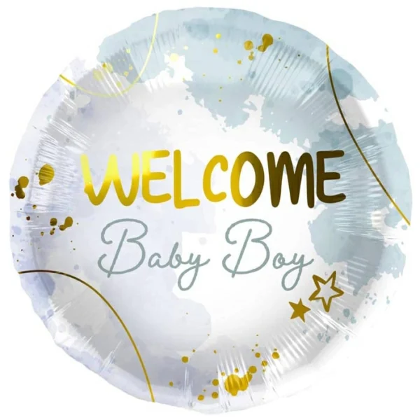 Welkom baby boy Folieballon 45cm