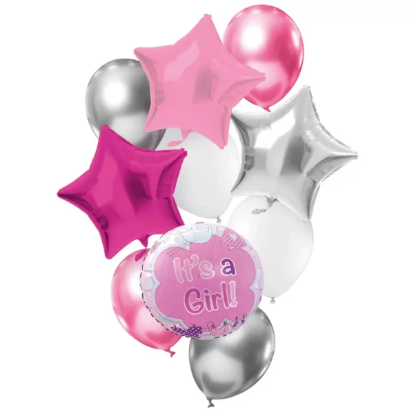 Ballonen set 10 st roze / zilver