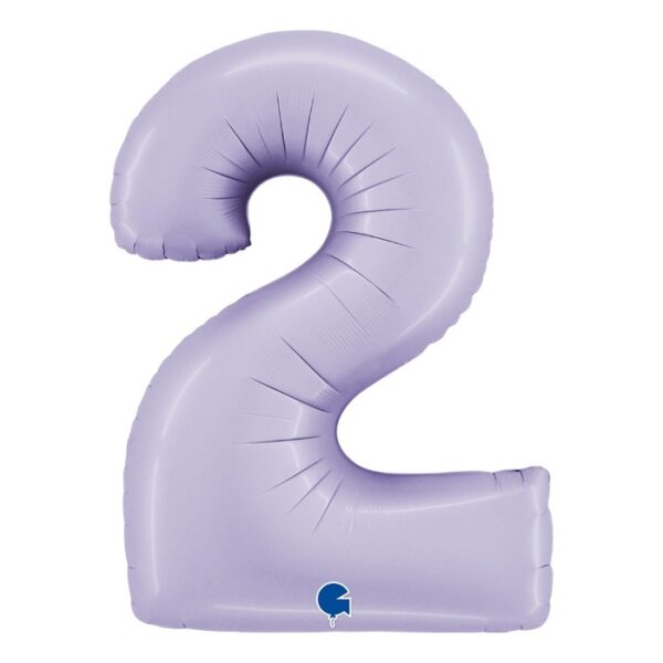 Folieballon cijfer 2 lila 102 cm
