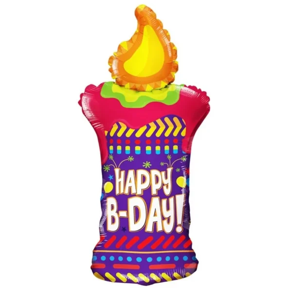 Folieballon kaars happy birthday 91 cm