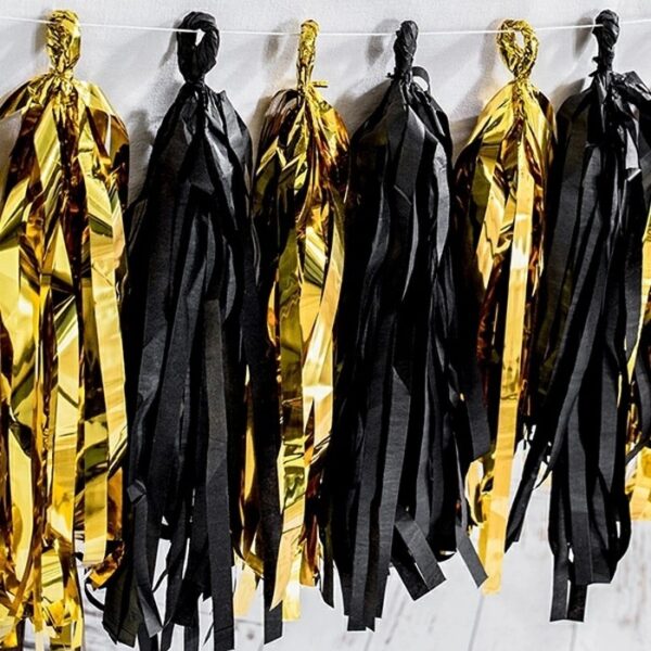 Tasselslinger zwart-goud 2 meter - Afbeelding 2