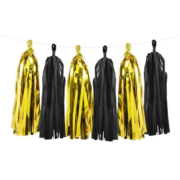 Tasselslinger zwart-goud 2 meter